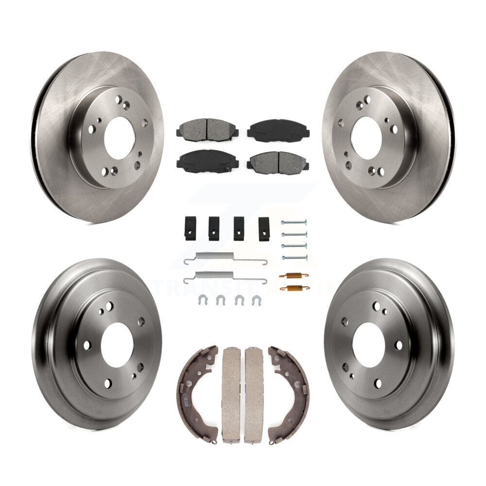 Rotor de frein à disque avant et arrière, Kit de plaquettes et de tambour semi-métalliques (7 pièces) pour Honda Civi