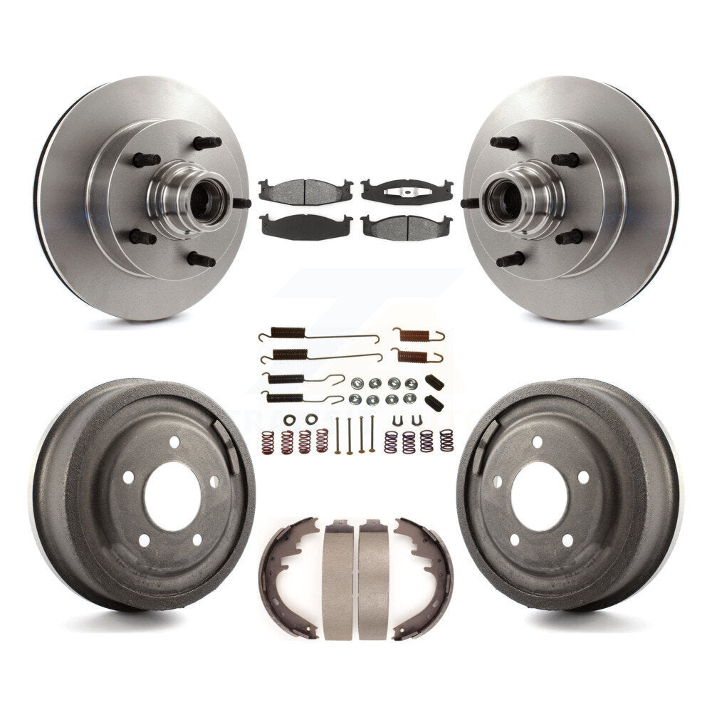 Kit de tambour à plaquettes semi-métalliques pour Rotor de frein avant et arrière (7 pièces) pour Ford E-150 Econolin