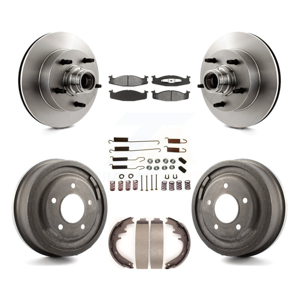 Kit de tambour à plaquettes semi-métalliques pour Rotor de frein avant et arrière (7 pièces) pour Ford E-150 Econolin