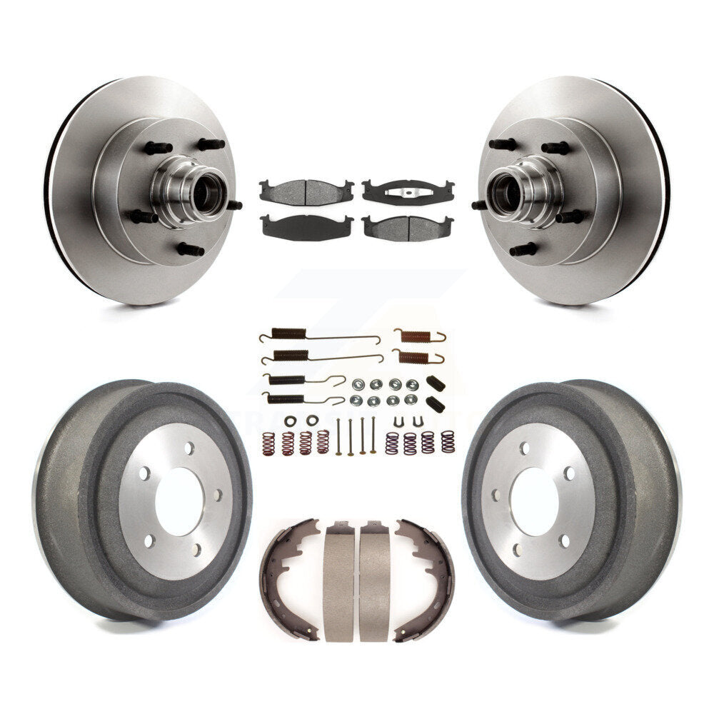 Kit de tambour à plaquettes semi-métalliques pour Rotor de frein avant et arrière (7 pièces) pour Ford E-150 Econolin