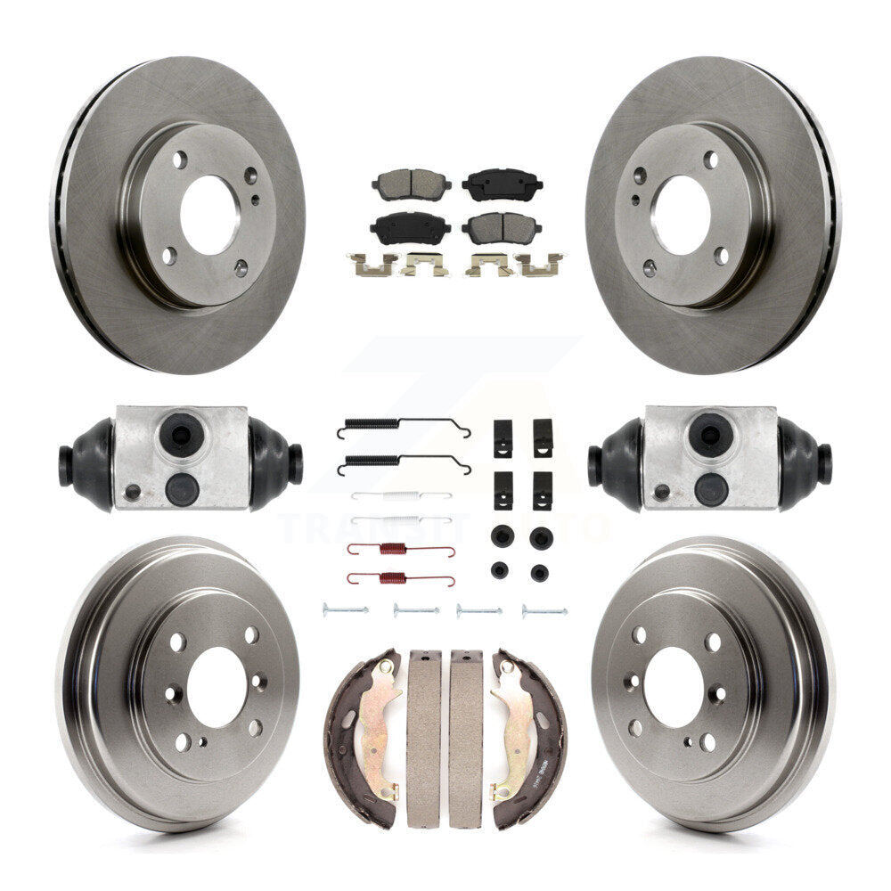 Rotor de frein à disque avant et arrière, plaquettes semi-métalliques et Kit de tambour (9 pièces) pour Ford Fiest