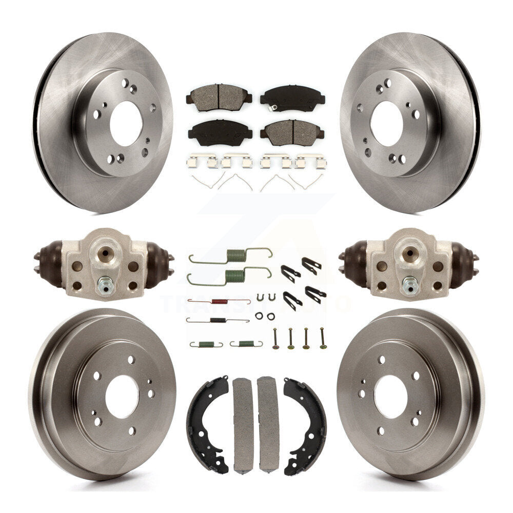 Rotor de frein à disque avant et arrière, Kit de plaquettes et de tambour semi-métalliques (9 pièces) pour Honda Civi