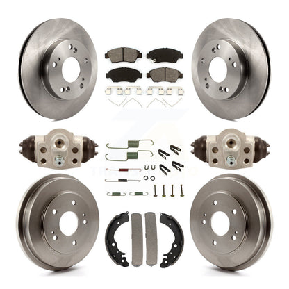 Rotor de frein à disque avant et arrière, Kit de plaquettes et de tambour semi-métalliques (9 pièces) pour Honda Civi