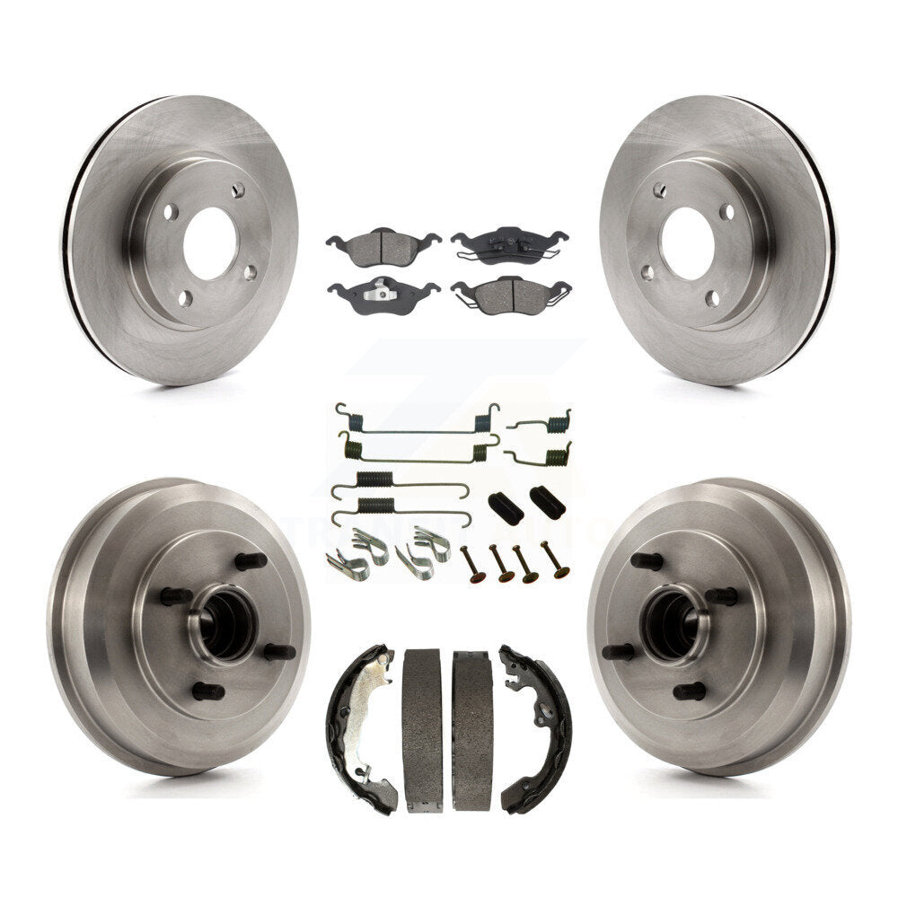 Rotors de frein à disque avant et arrière, Kit de plaquettes et de tambour semi-métalliques (7 pièces) pour Ford Focu