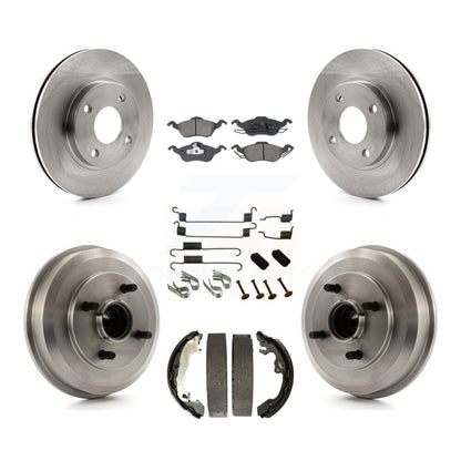 Rotors de frein à disque avant et arrière, Kit de plaquettes et de tambour semi-métalliques (7 pièces) pour Ford Focu