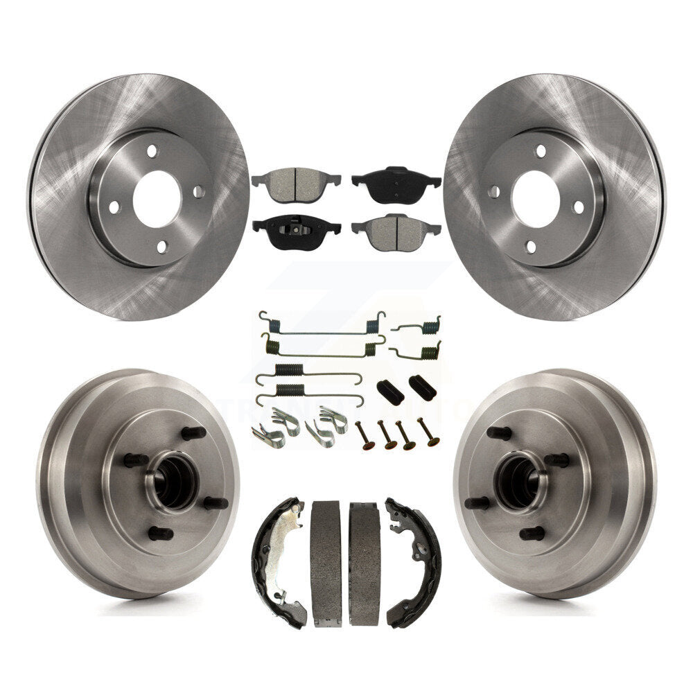 Rotors de frein à disque avant et arrière, Kit de plaquettes et de tambour semi-métalliques (7 pièces) pour Ford Focu