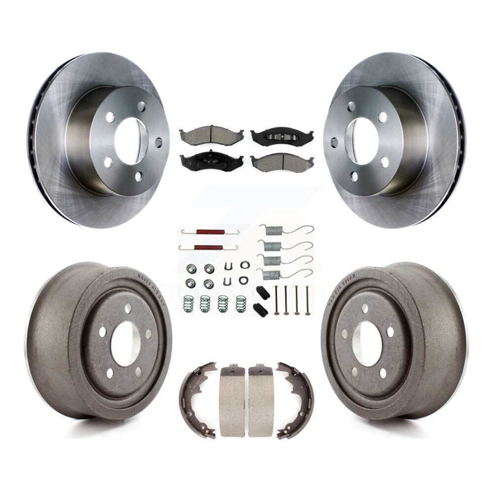 Rotors de frein à disque avant et arrière, plaquettes semi-métalliques et Kit de tambour (7 pièces) pour Jeep TJ