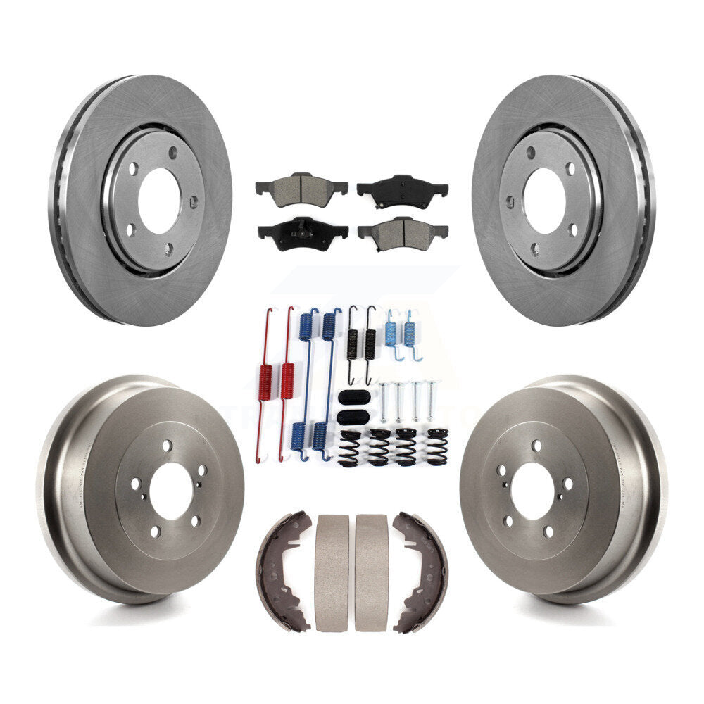 Rotor de frein à disque avant et arrière, Kit de plaquettes et de tambour semi-métalliques (7 pièces) pour Dodge Carava