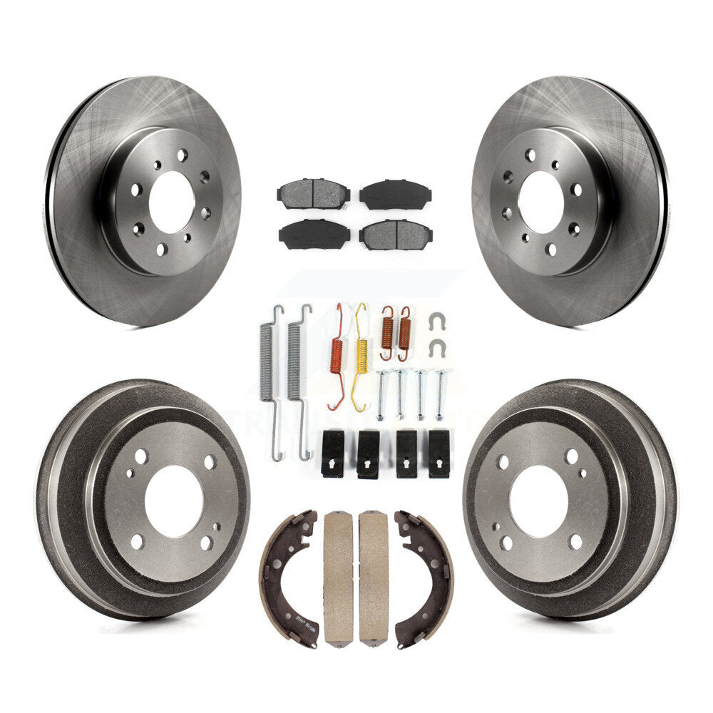 Rotor de frein à disque avant et arrière, Kit de plaquettes et de tambour semi-métalliques (7 pièces) pour Honda Civi