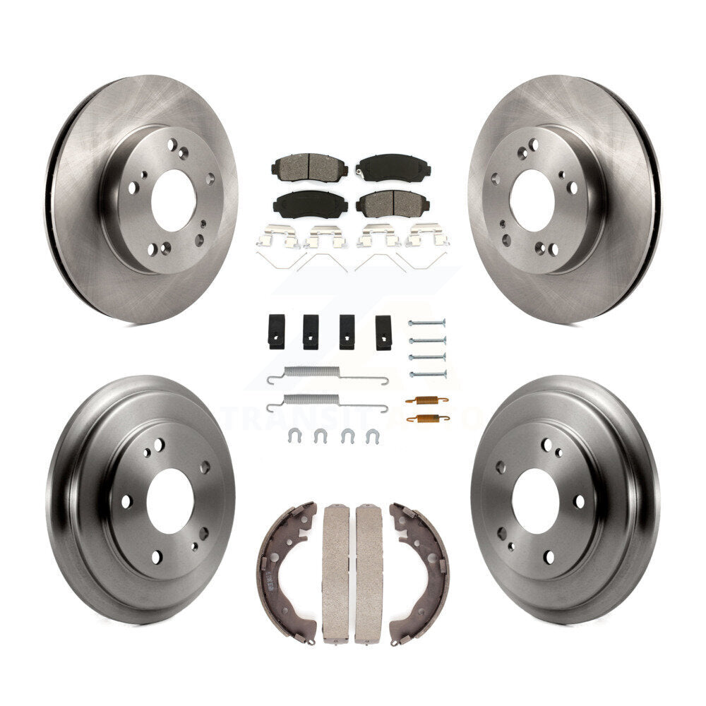 Rotor de frein à disque avant et arrière, Kit de plaquettes et de tambour semi-métalliques (7 pièces) pour Honda Civi