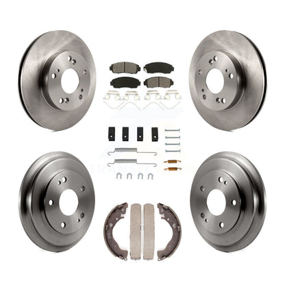 Rotor de frein à disque avant et arrière, Kit de plaquettes et de tambour semi-métalliques (7 pièces) pour Honda Civi