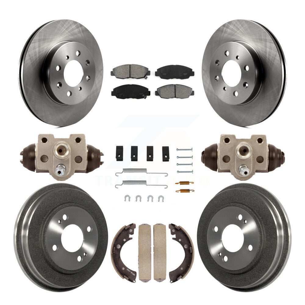 Rotor de frein à disque avant et arrière, Kit de plaquettes et de tambour semi-métalliques (9 pièces) pour Honda Civi