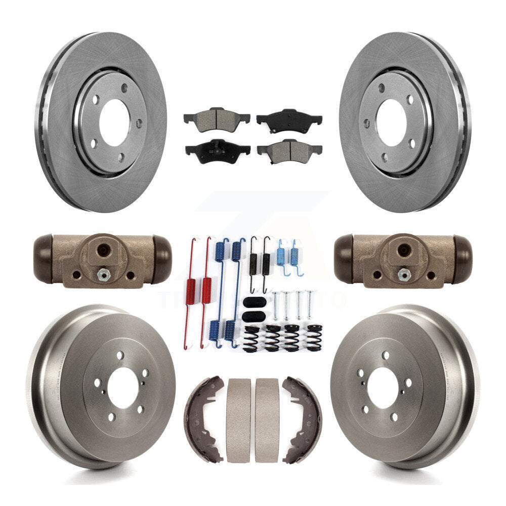 Rotor de frein à disque avant et arrière, Kit de plaquettes et de tambour semi-métalliques (9 pièces) pour Dodge Carava