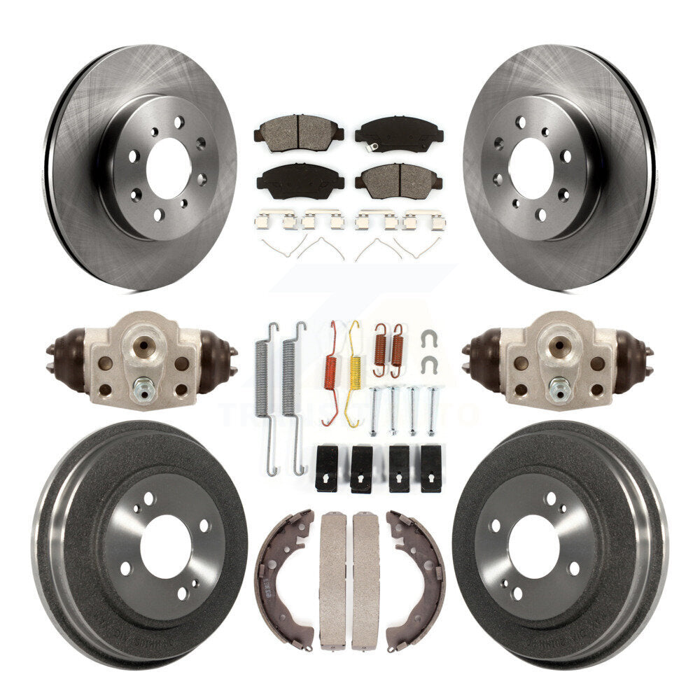 Rotors de frein à disque avant et arrière, plaquettes semi-métalliques et Kit de tambour (9 pièces) pour Honda Fi