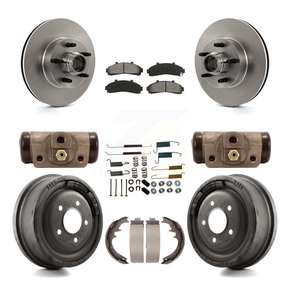 Rotor de frein à disque avant et arrière, plaquettes semi-métalliques et Kit de tambour (9 pièces) pour la gamme Ford