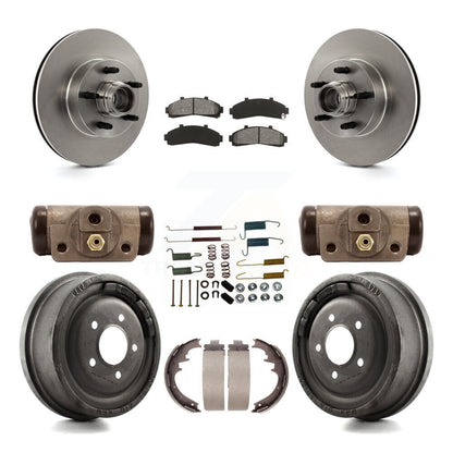 Rotor de frein à disque avant et arrière, plaquettes semi-métalliques et Kit de tambour (9 pièces) pour la gamme Ford
