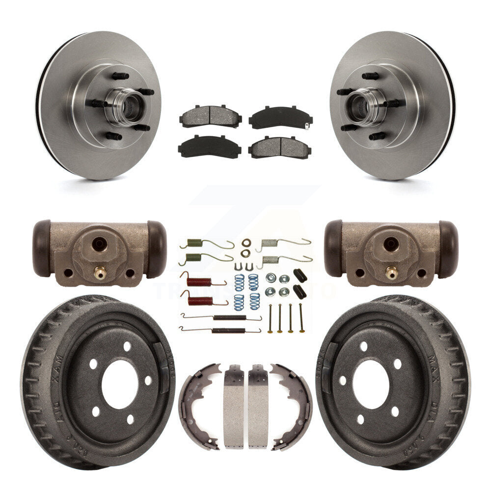 Rotor de frein à disque avant et arrière, plaquettes semi-métalliques et Kit de tambour (9 pièces) pour la gamme Ford