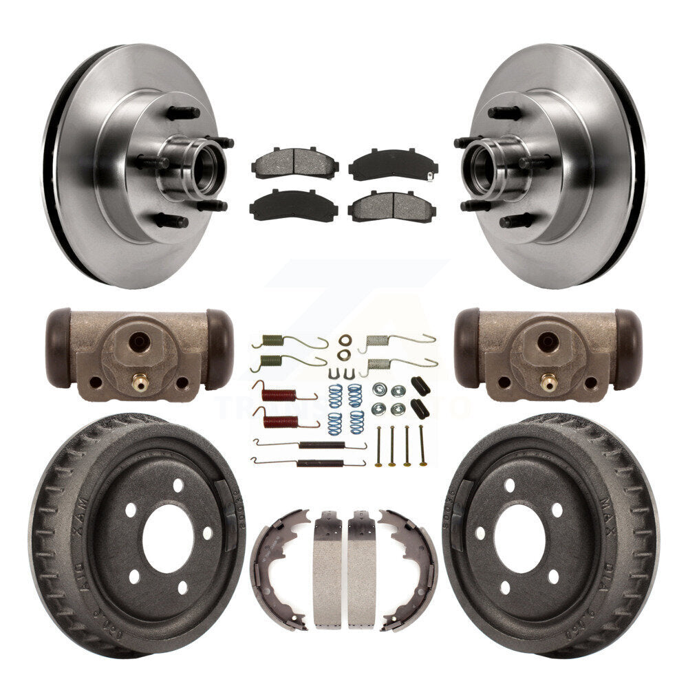 Rotor de frein à disque avant et arrière, plaquettes semi-métalliques et Kit de tambour (9 pièces) pour la gamme Ford