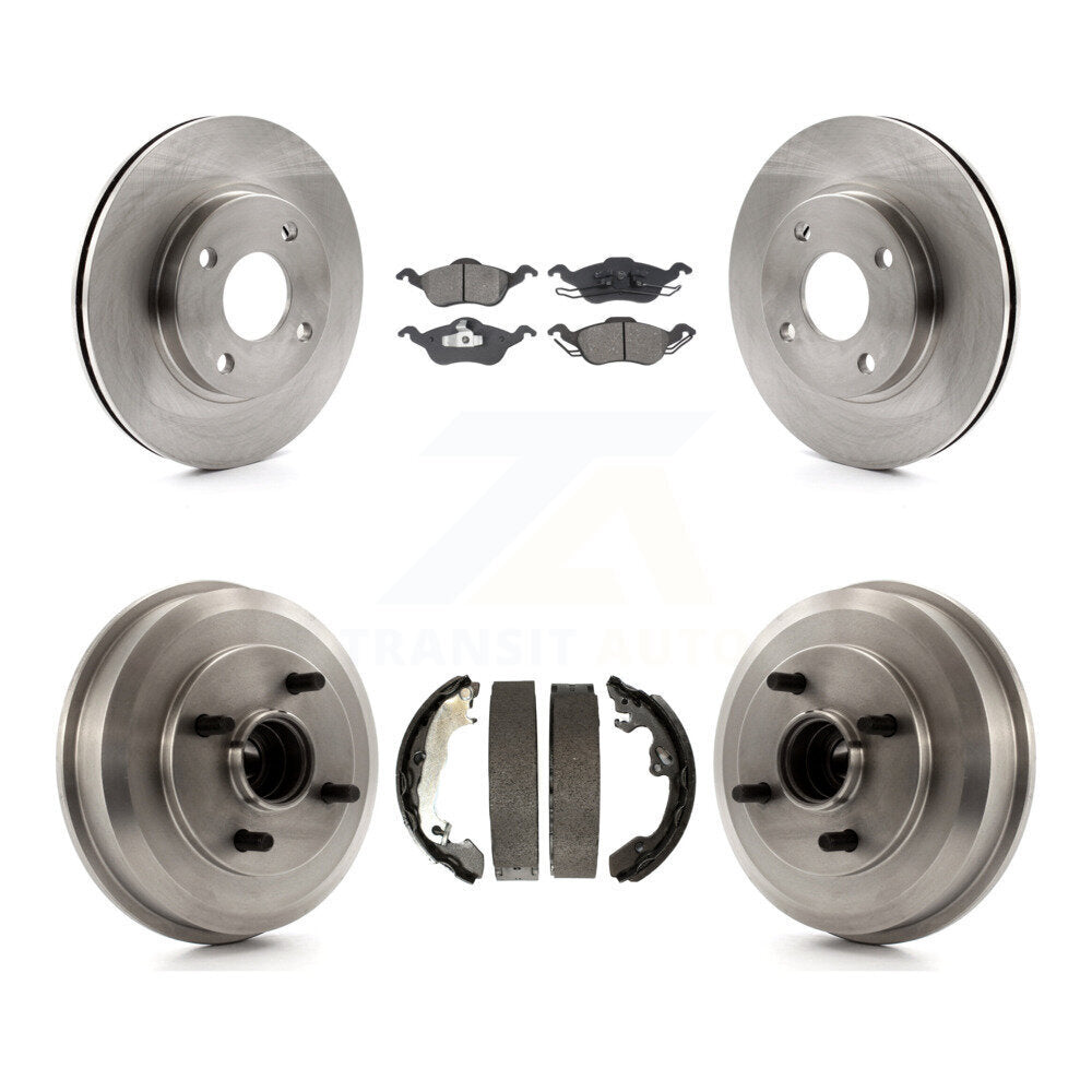 Rotors de frein à disque avant et arrière, plaquettes semi-métalliques et Kit de tambour pour Ford Focus