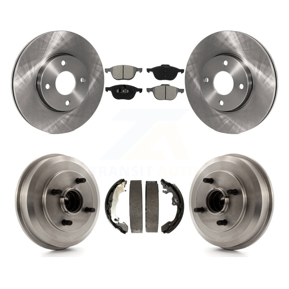 Rotors de frein à disque avant et arrière, plaquettes semi-métalliques et Kit de tambour pour Ford Focus
