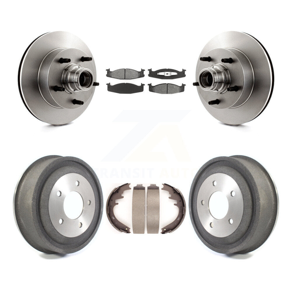 Rotors de frein avant et arrière, Kit de tambour à plaquettes semi-métalliques pour Ford E-150 Econoline Clu