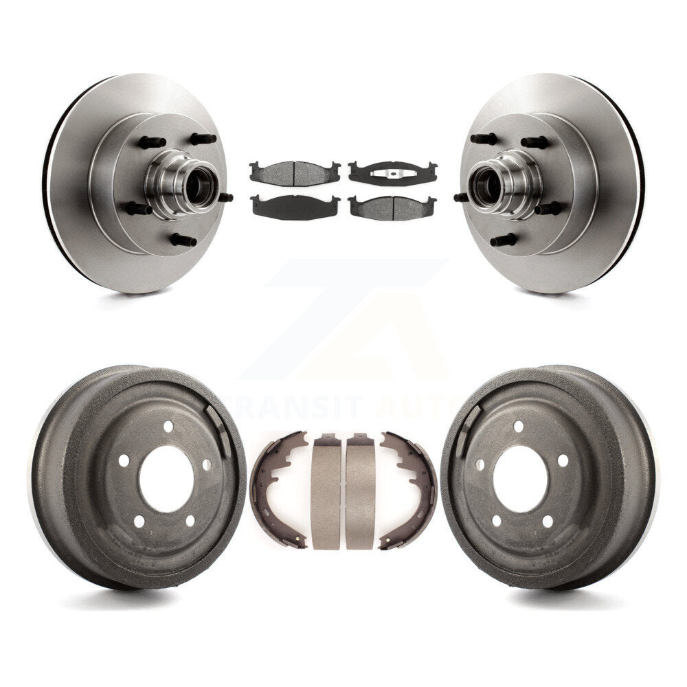 Rotors de frein avant et arrière, Kit de tambour à plaquettes semi-métalliques pour Ford E-150 Econoline Clu