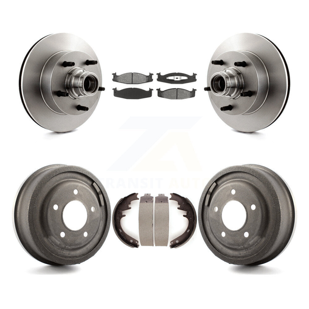 Rotors de frein avant et arrière, Kit de tambour à plaquettes semi-métalliques pour Ford E-150 Econoline Clu