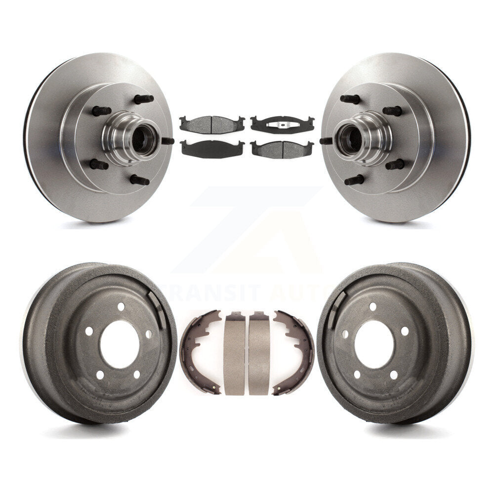 Rotors de frein à disque avant et arrière, Kit de tambour à plaquettes semi-métalliques pour Ford E-150 Econolin