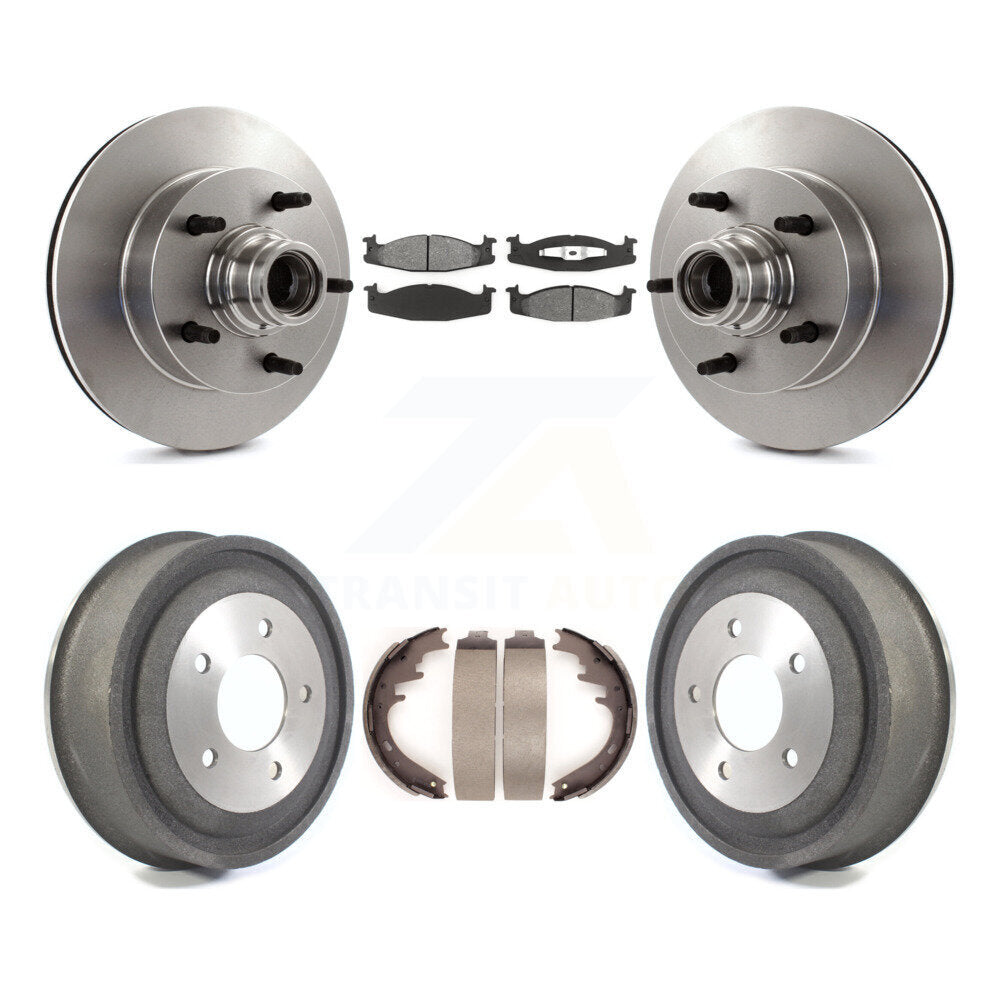 Rotors de frein à disque avant et arrière, Kit de tambour à plaquettes semi-métalliques pour Ford E-150 Econolin
