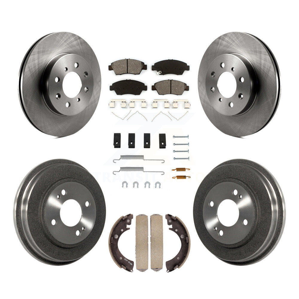 Rotor de frein à disque avant et arrière, Kit de plaquettes et de tambour semi-métalliques (7 pièces) pour Honda Civi