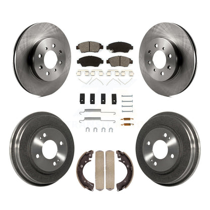 Rotor de frein à disque avant et arrière, Kit de plaquettes et de tambour semi-métalliques (7 pièces) pour Honda Civi