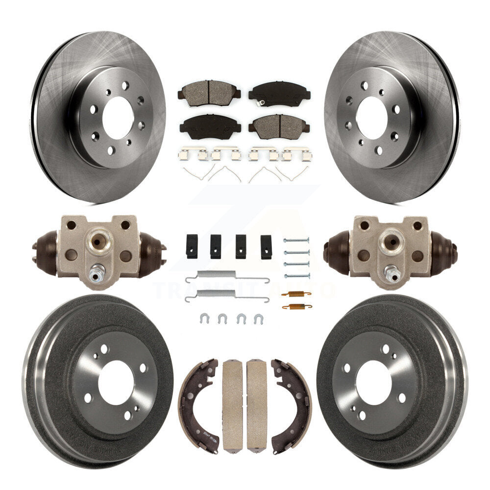 Rotor de frein à disque avant et arrière, Kit de plaquettes et de tambour semi-métalliques (9 pièces) pour Honda Civi