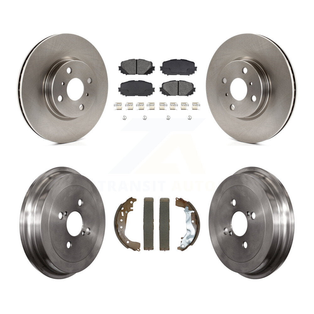 Rotors de frein à disque avant et arrière, plaquettes semi-métalliques et Kit de tambour pour Toyota Yaris