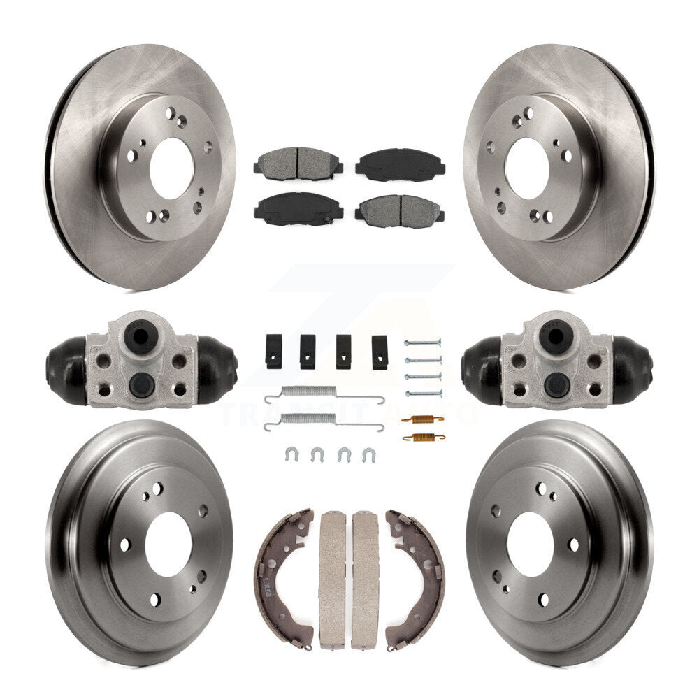 Rotor de frein à disque avant et arrière, Kit de plaquettes et de tambour semi-métalliques (9 pièces) pour Honda Civi