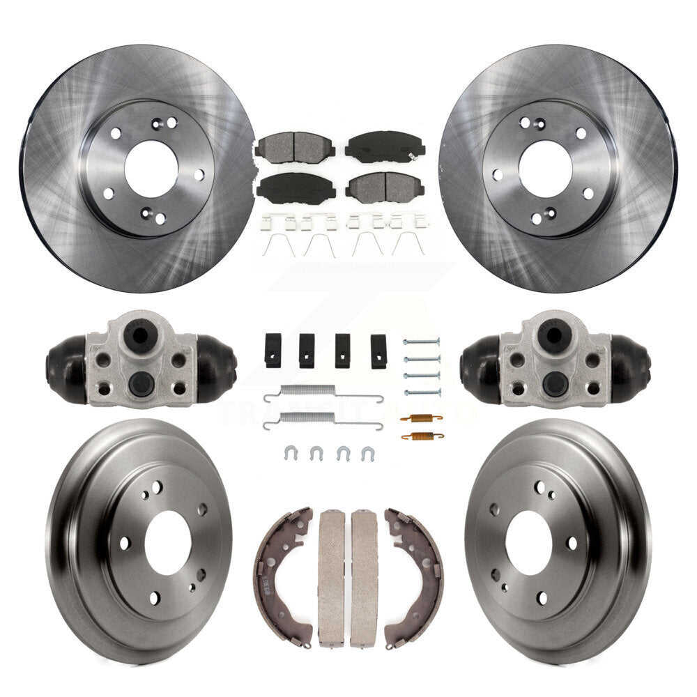 Rotor de frein à disque avant et arrière, Kit de plaquettes et de tambour semi-métalliques (9 pièces) pour Honda Civi