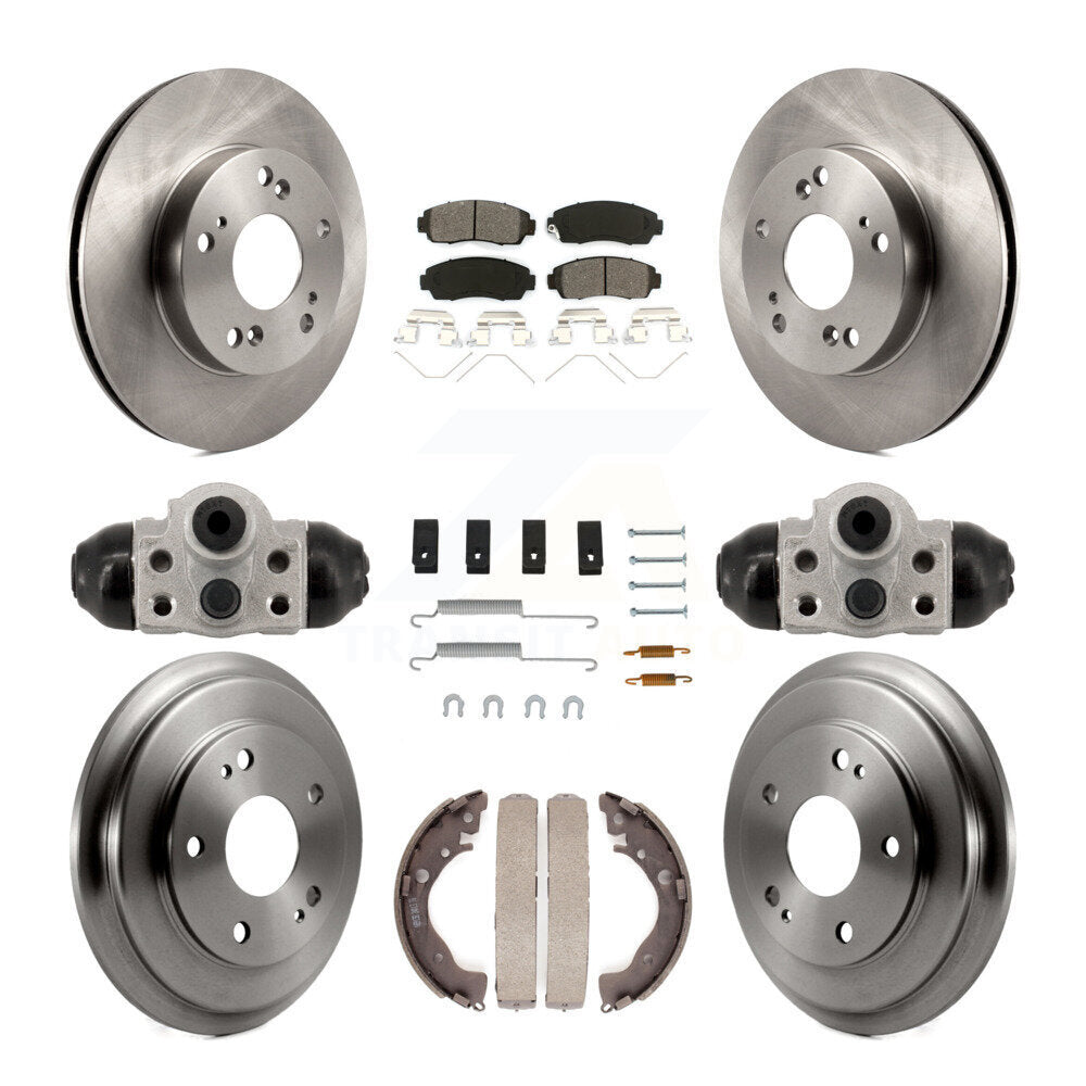 Rotor de frein à disque avant et arrière, Kit de plaquettes et de tambour semi-métalliques (9 pièces) pour Honda Civi