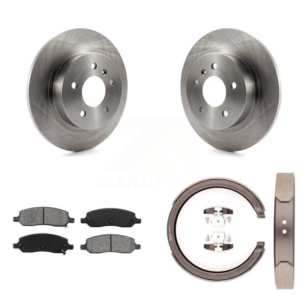 Kit de plaquettes semi-métalliques et de patins de frein de stationnement, Rotors à disque arrière pour Cadillac DT