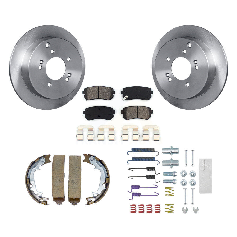 Rotors à disque arrière, plaquettes semi-métalliques, chaussures de stationnement et Kit de matériel pour Hyundai Ki