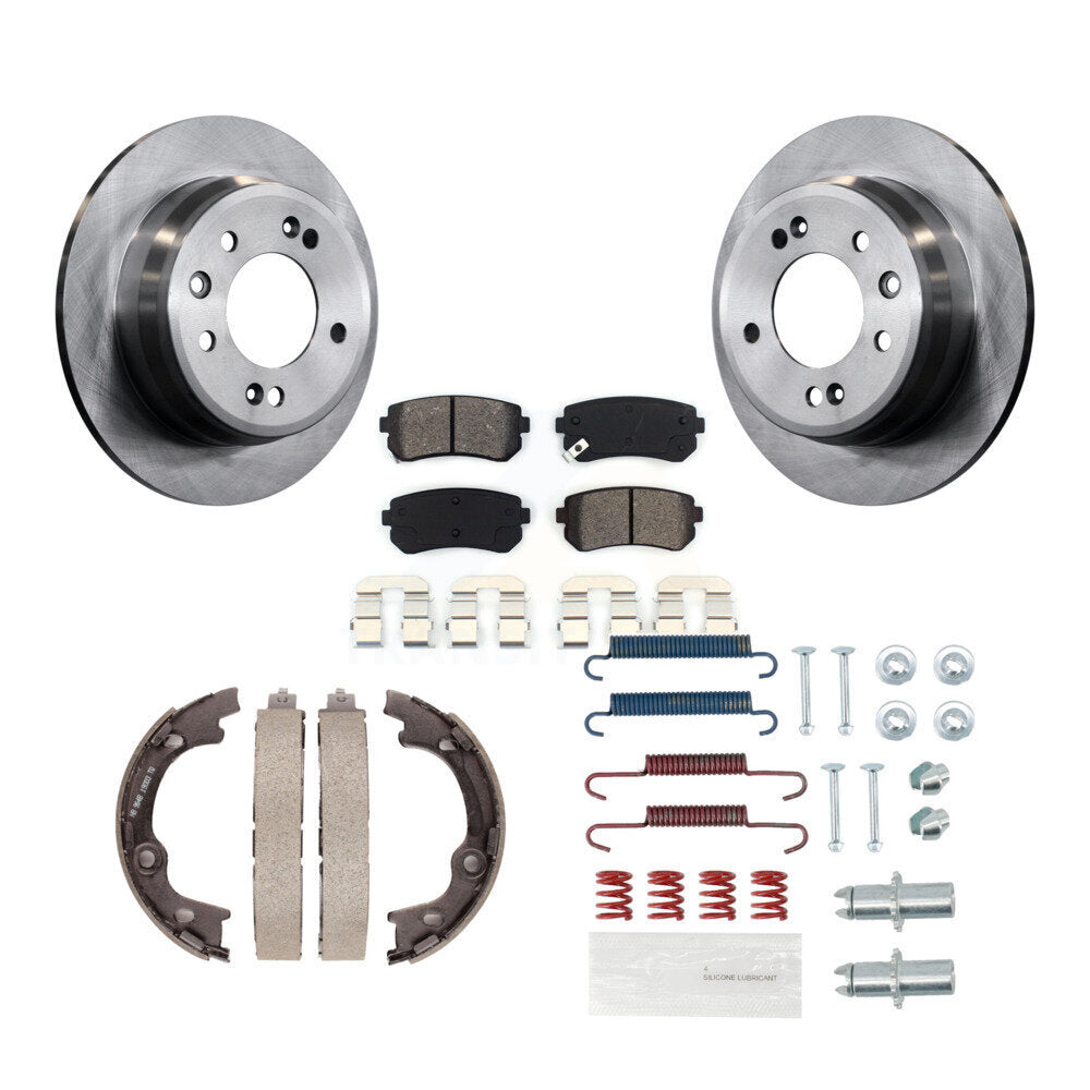 Rotors à disque arrière plaquettes semi-métalliques chaussures de frein de stationnement et Kit de matériel pour