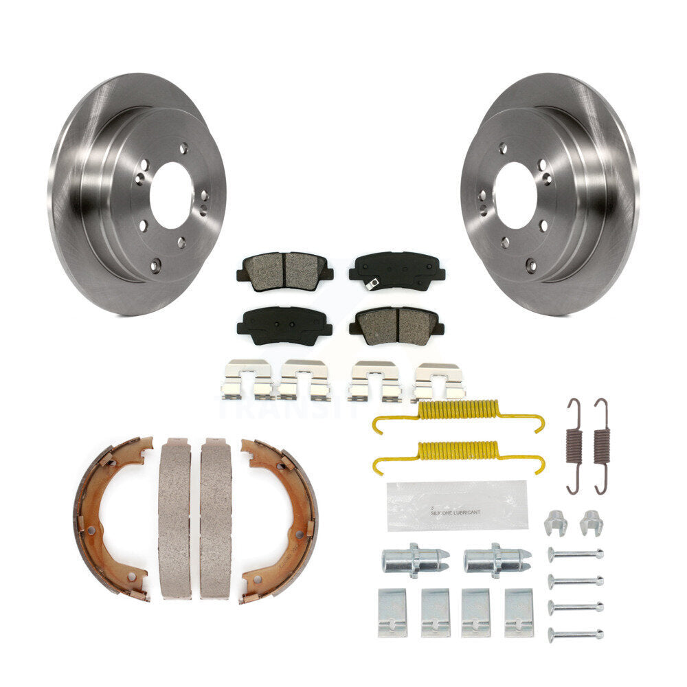 Rotors à disque arrière, plaquettes semi-métalliques, chaussures de stationnement et Kit de matériel pour Kia Amanti