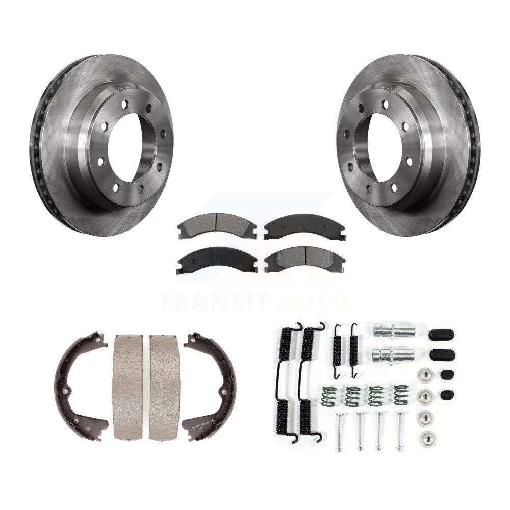 Rotors à disque arrière, patins semi-métalliques, chaussures de stationnement et Kit de quincaillerie pour Ford E-350
