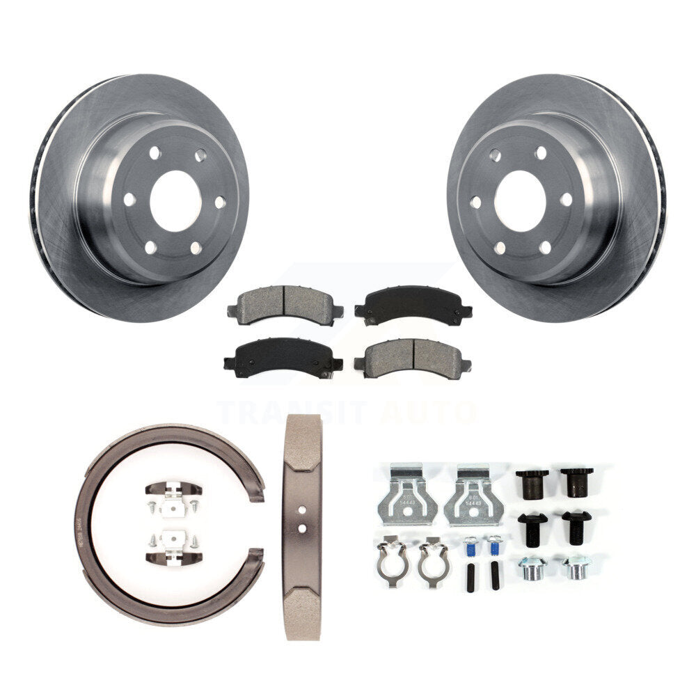 Rotors à disque arrière plaquettes semi-métalliques chaussures de frein de stationnement et Kit de matériel pour