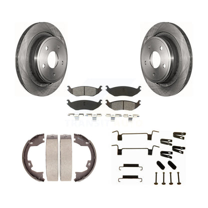 Rotors à disque arrière plaquettes semi-métalliques chaussures de frein de stationnement et Kit de matériel pour