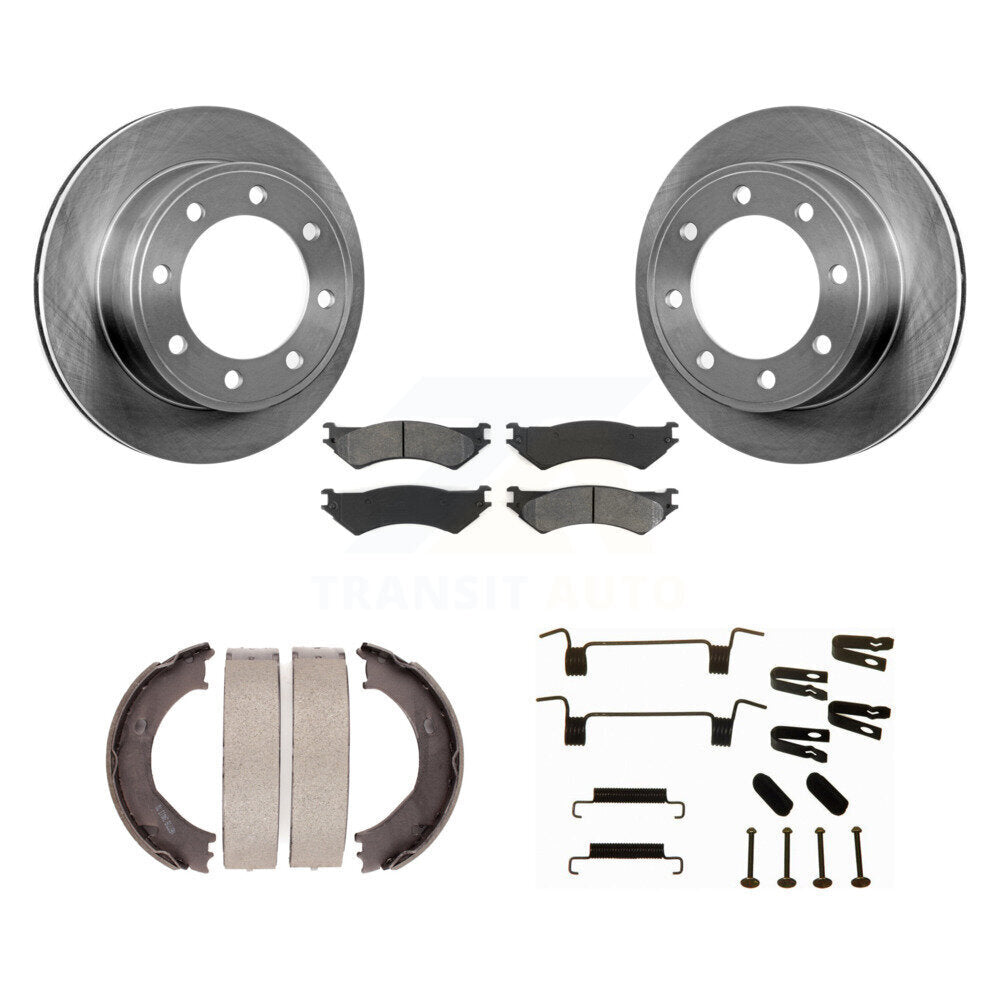 Rotors à disque arrière, patins semi-métalliques, chaussures de stationnement et Kit de quincaillerie pour Ford E-350