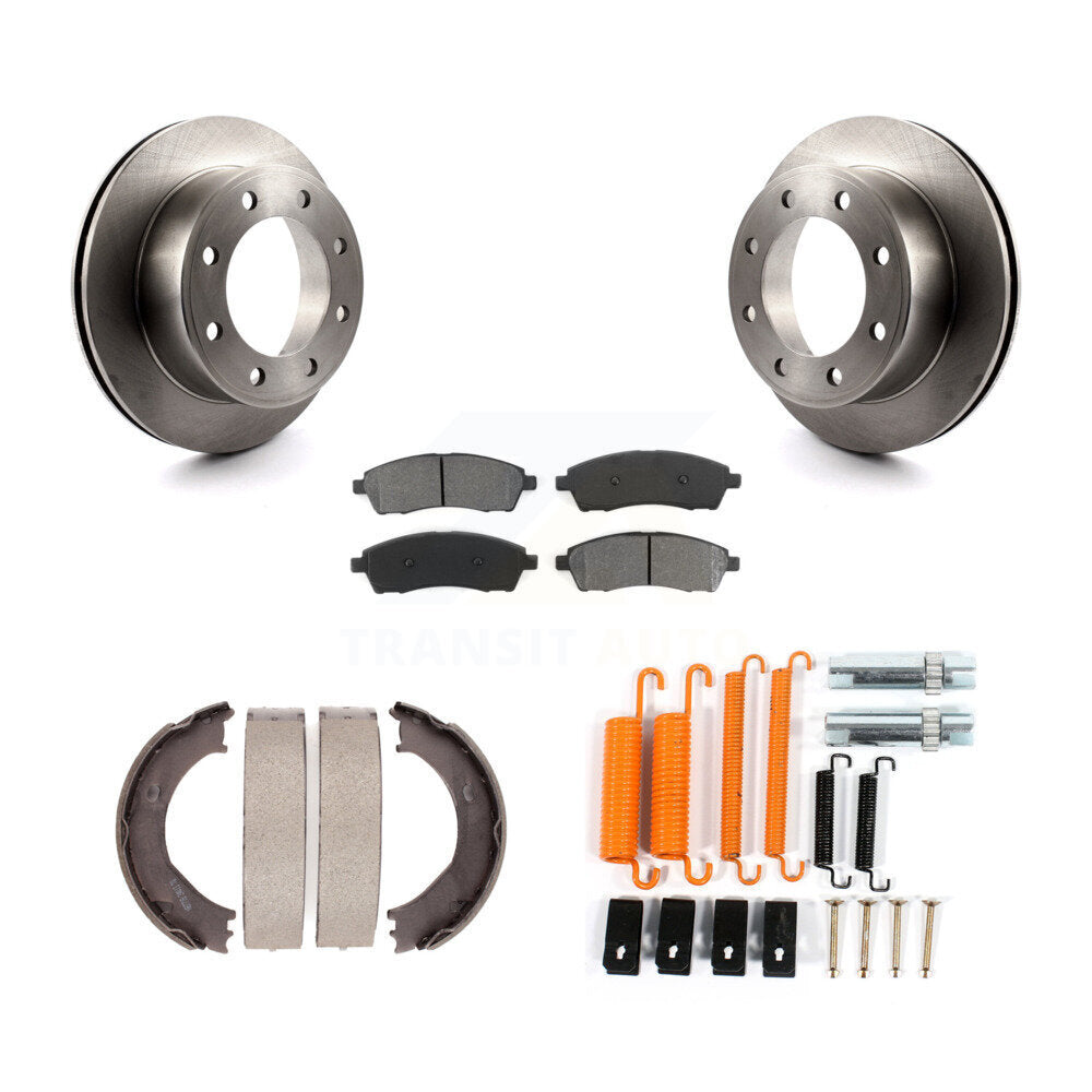 Rotors à disque arrière, patins semi-métalliques, chaussures de stationnement et Kit de quincaillerie pour Ford F-350