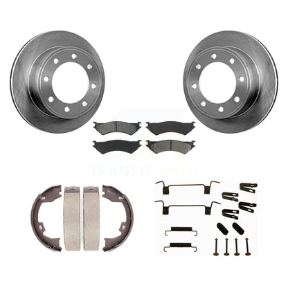 Rotors à disque arrière, patins semi-métalliques, chaussures de stationnement et Kit de quincaillerie pour Ford E-350