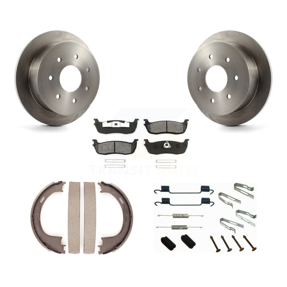 Rotors à disque arrière, patins semi-métalliques, chaussures de stationnement et Kit de quincaillerie pour Ford F-150