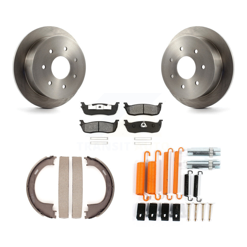 Rotors à disque arrière, patins semi-métalliques, chaussures de stationnement et Kit de quincaillerie pour Ford F-250