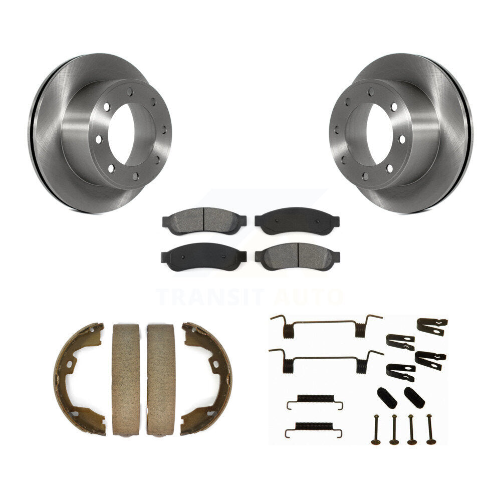 Rotors à disque arrière, patins semi-métalliques, chaussures de stationnement et Kit de quincaillerie pour Ford F-350