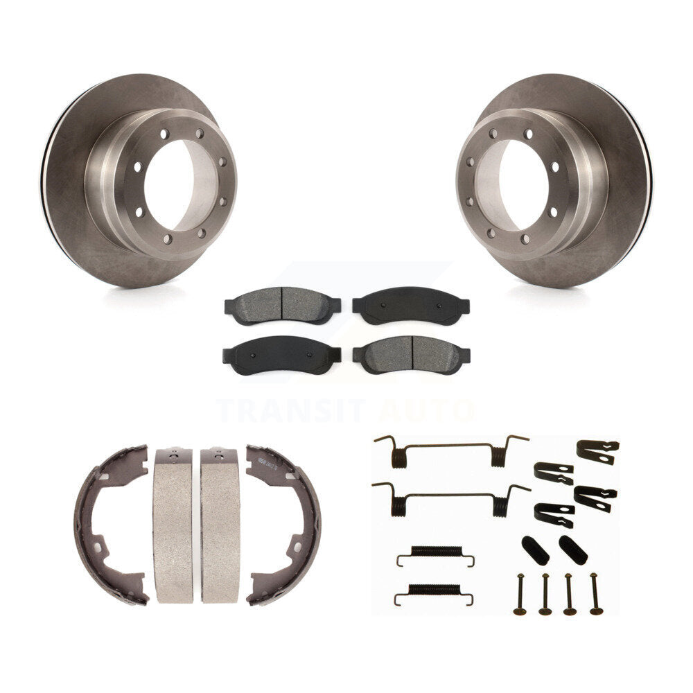 Rotors à disque arrière, patins semi-métalliques, chaussures de stationnement et Kit de quincaillerie pour Ford F-350